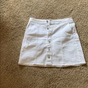 white button up jean skirt